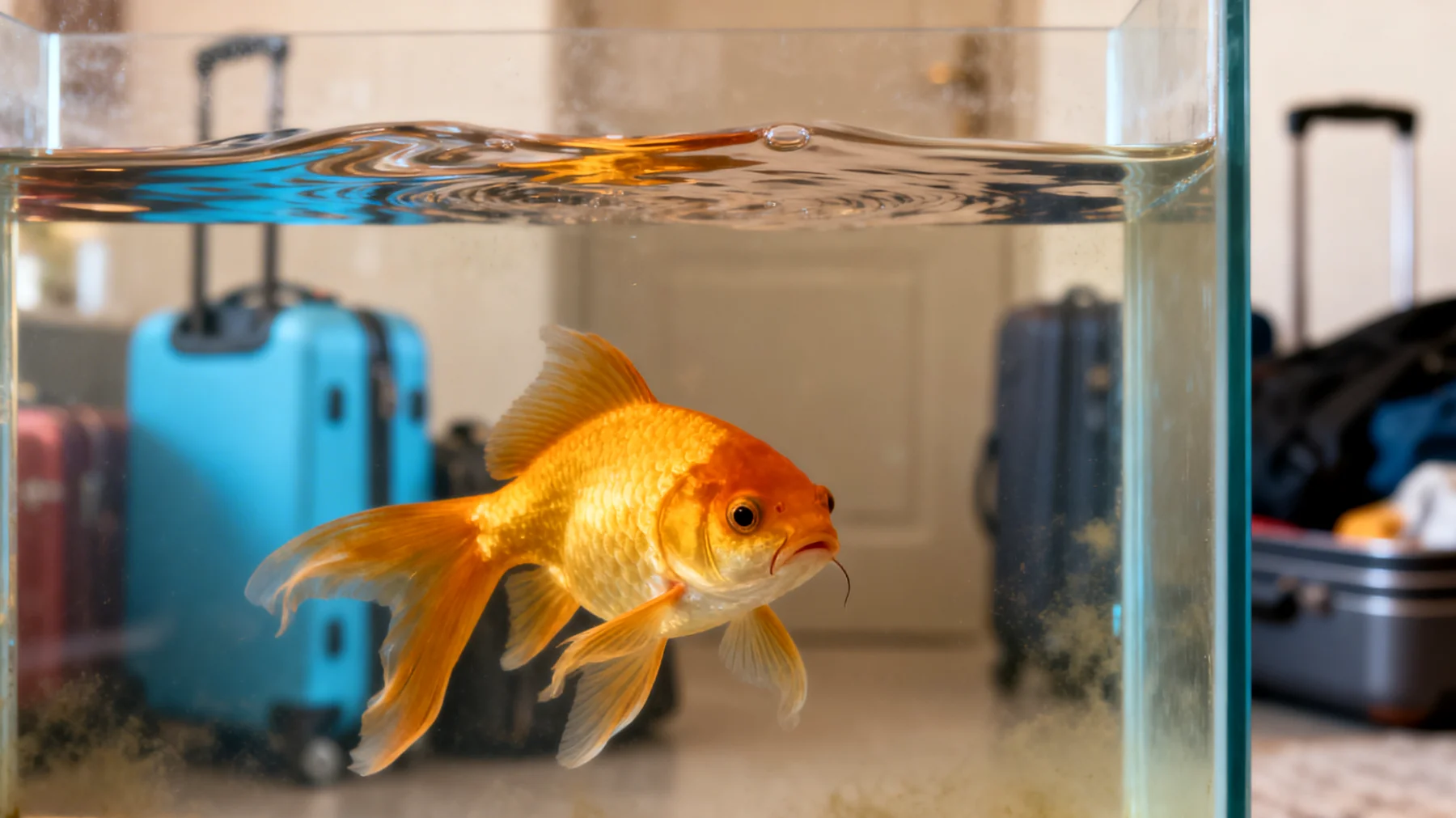 Fische können während einer Reise nicht mit natürlichen Hausmitteln behandelt werden, da sie im Aquarium bleiben müssen und Reisekontext für Fische nicht anwendbar ist"